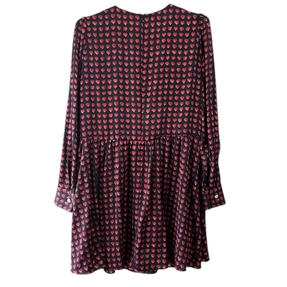 ZARA Heart Print Babydoll Mini Dress NWT Size Large - Picture 4 of 15
